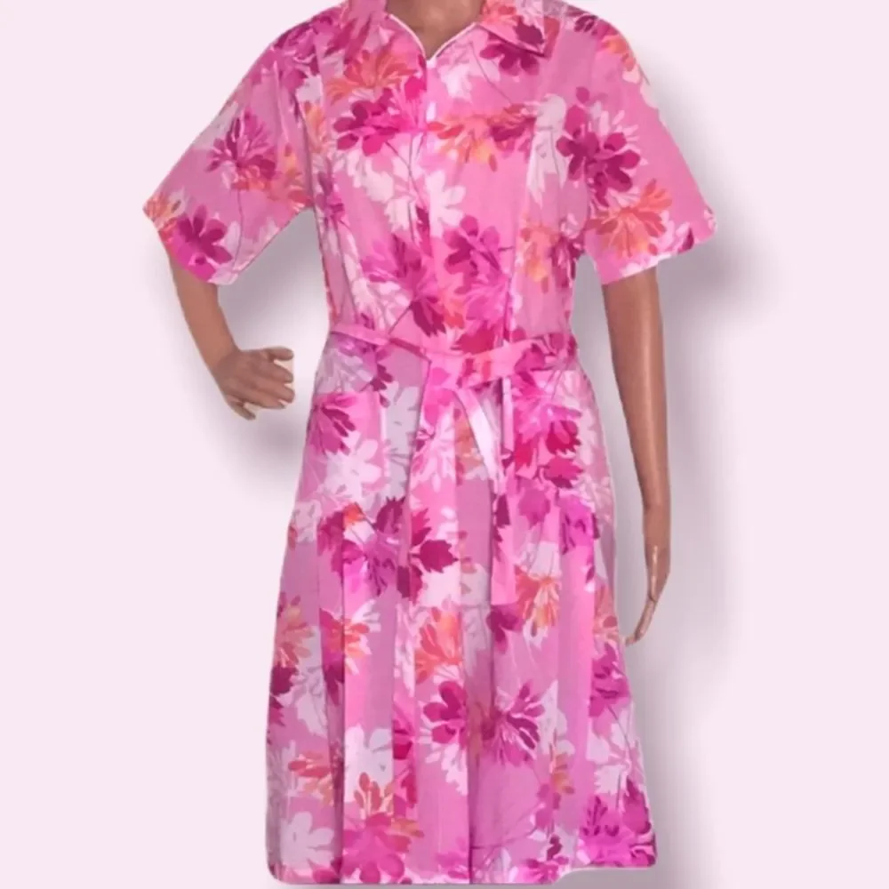 Vintage Pink Floral House Dress